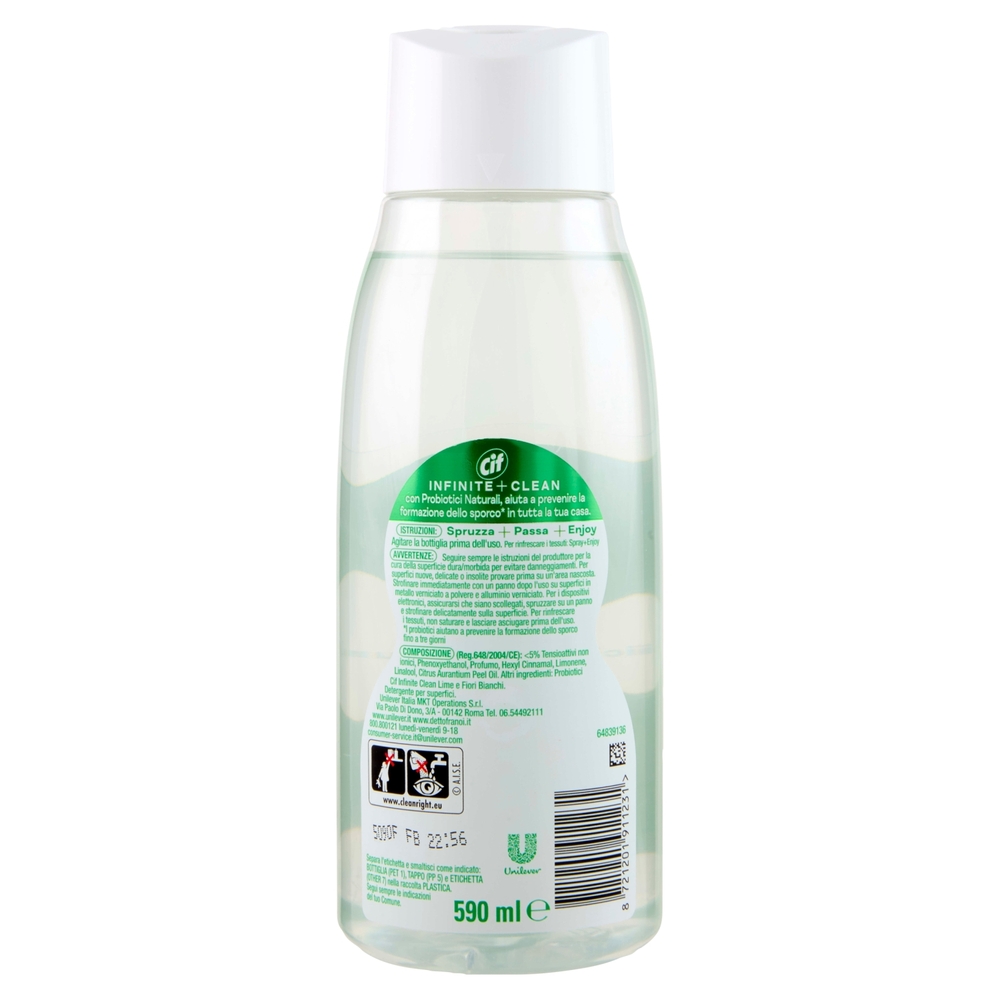 Cif Infinite + Clean reload Tutto in 1 Clean Lime & Fiori Bianchi 590 ml